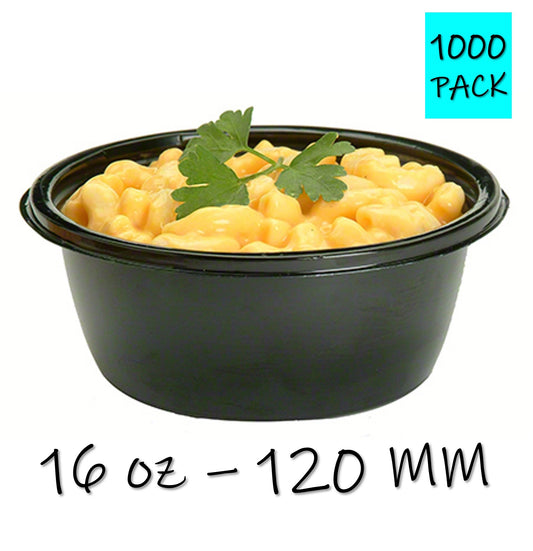 Take Out Bowl Container 16oz 120mm w/o Lid Soup Side Plastic Black 1000 Pack