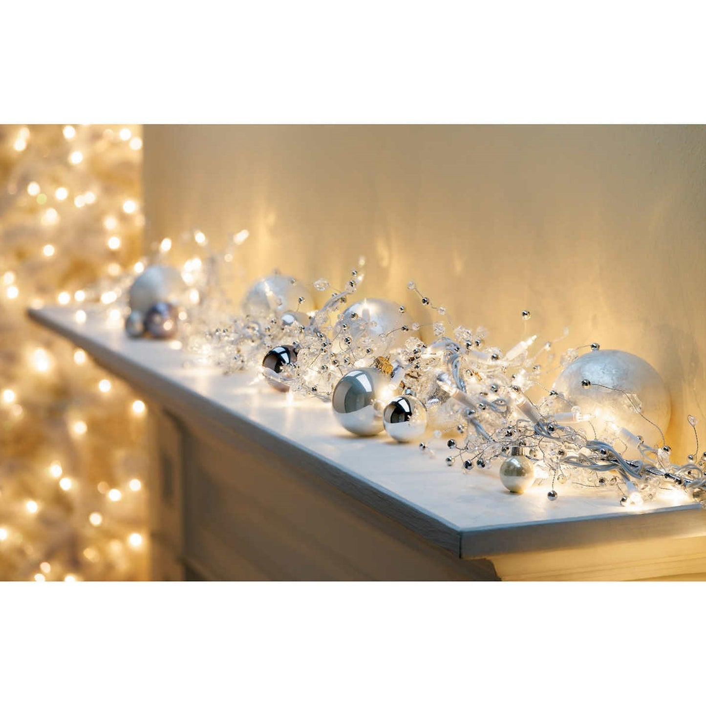 GE Glitter Gem Garland Clear Bright Indoor, Christmas Holiday - 100 Lights 9 FT