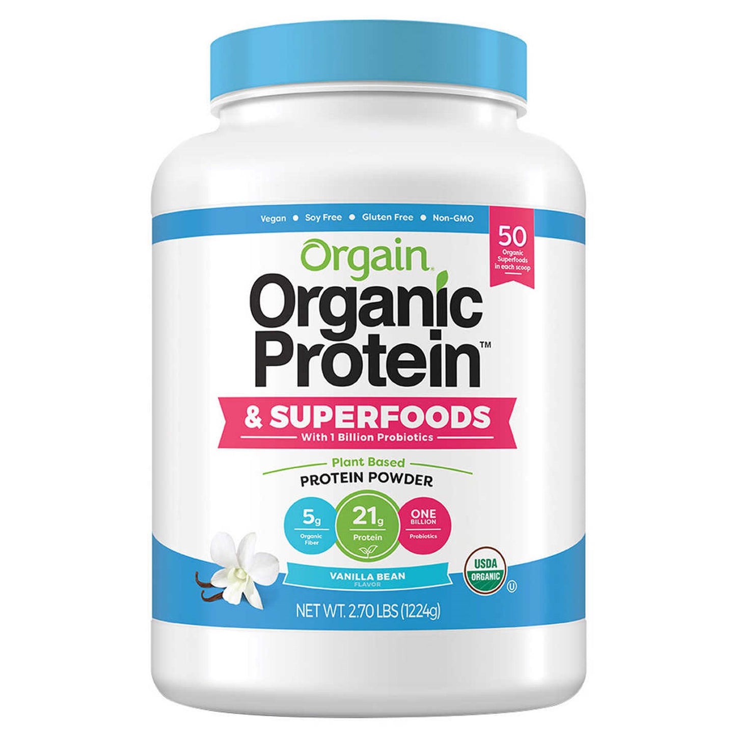Orgain USDA Organic Protein and Superfoods Protein Powder Plant Base 2.70 lb