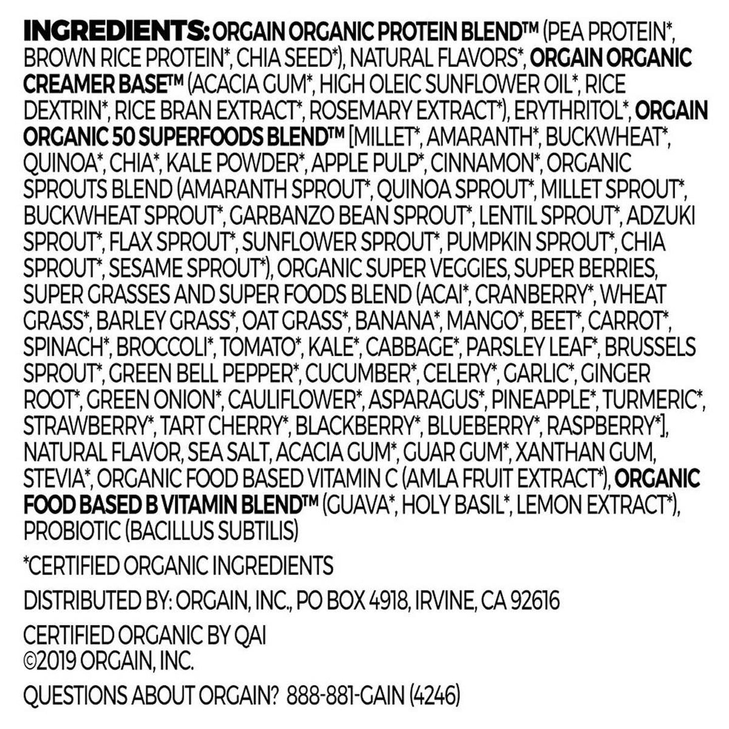 Orgain USDA Organic Protein and Superfoods Protein Powder Plant Base 2.70 lb