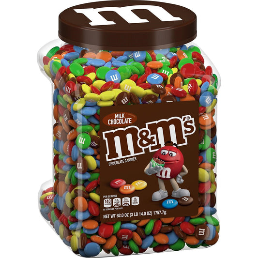 M&M's Milk Chocolate Colorful Candy in Plastic Jar, Pantry Size 3.88Lb (1.76Kg)