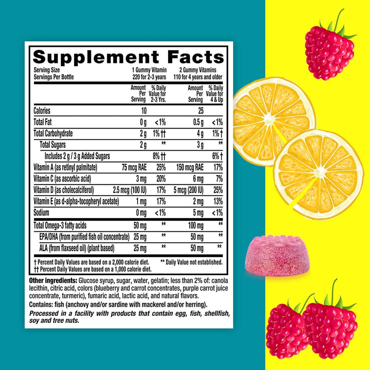 Lil Critters Omega-3 Kids Vitamins DHA Children's Dietary Supplement - 220 Gummy