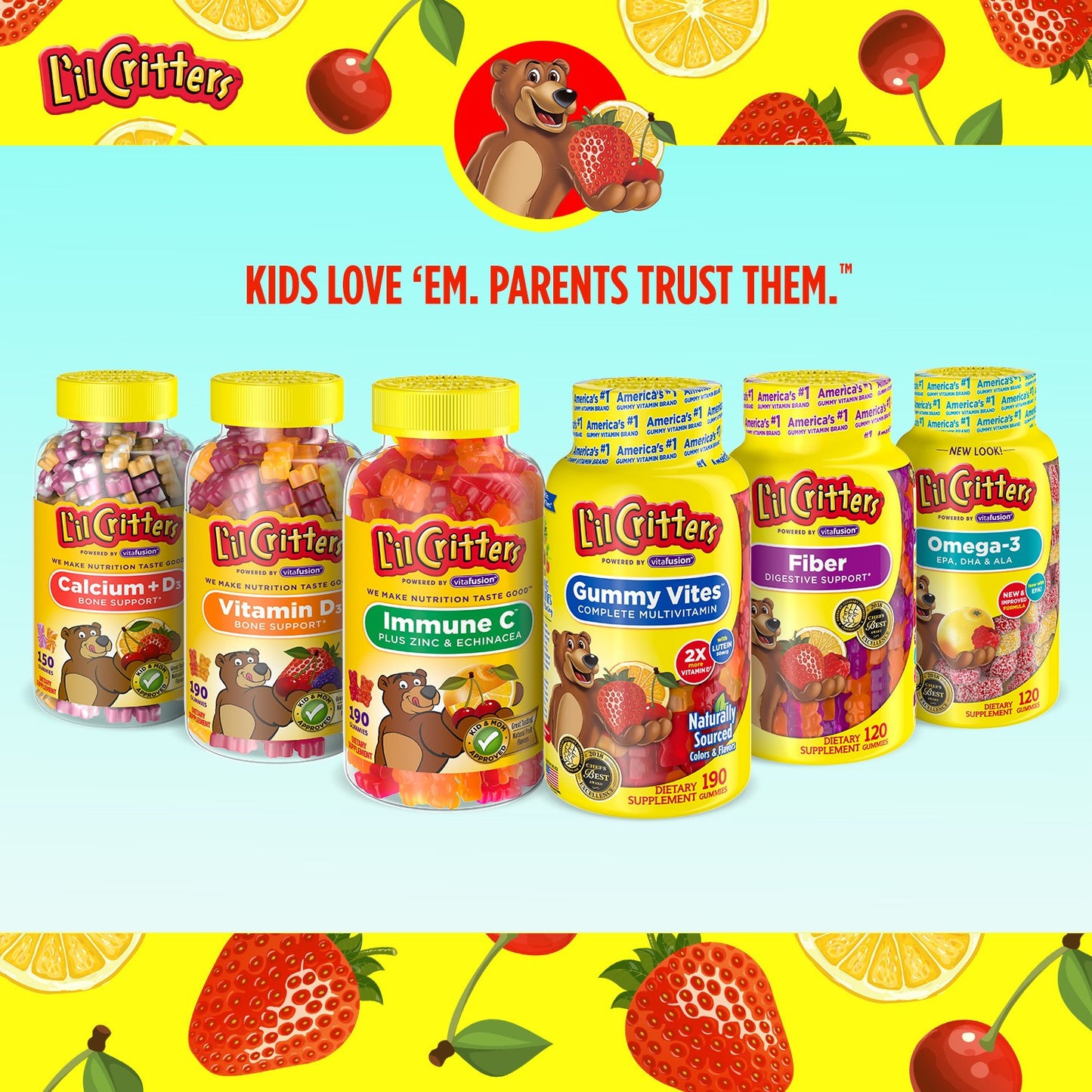 Lil Critters Omega-3 Kids Vitamins DHA Children's Dietary Supplement - 220 Gummy