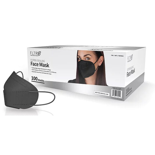 FLTR Face Mask Sealing Sized for Adults 3-layer Black 1 Case - 100 Pack