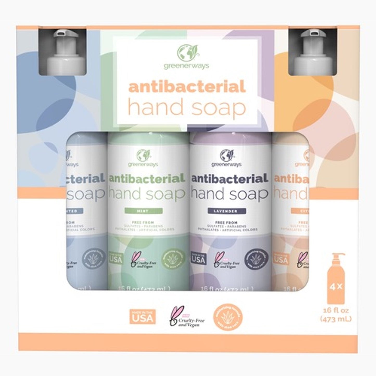 Greenerways Antibacterial Hand Soap Citrus Lavender Mint Unscented 16oz - 4 Pack