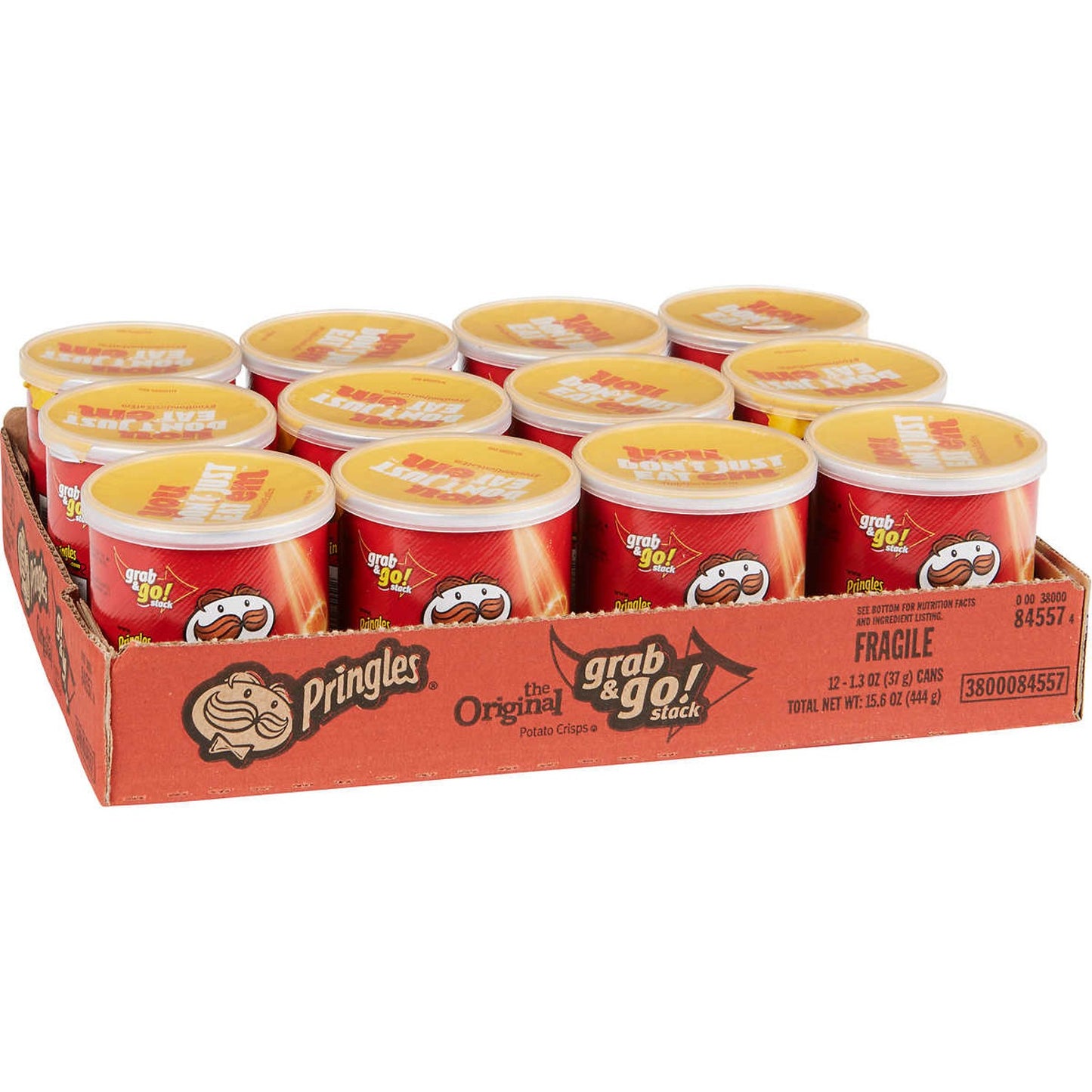 Pringles Potato Crisps, Original, Sour Cream,  Cheese 1.3 oz, 12 Can ea, 36-Pack