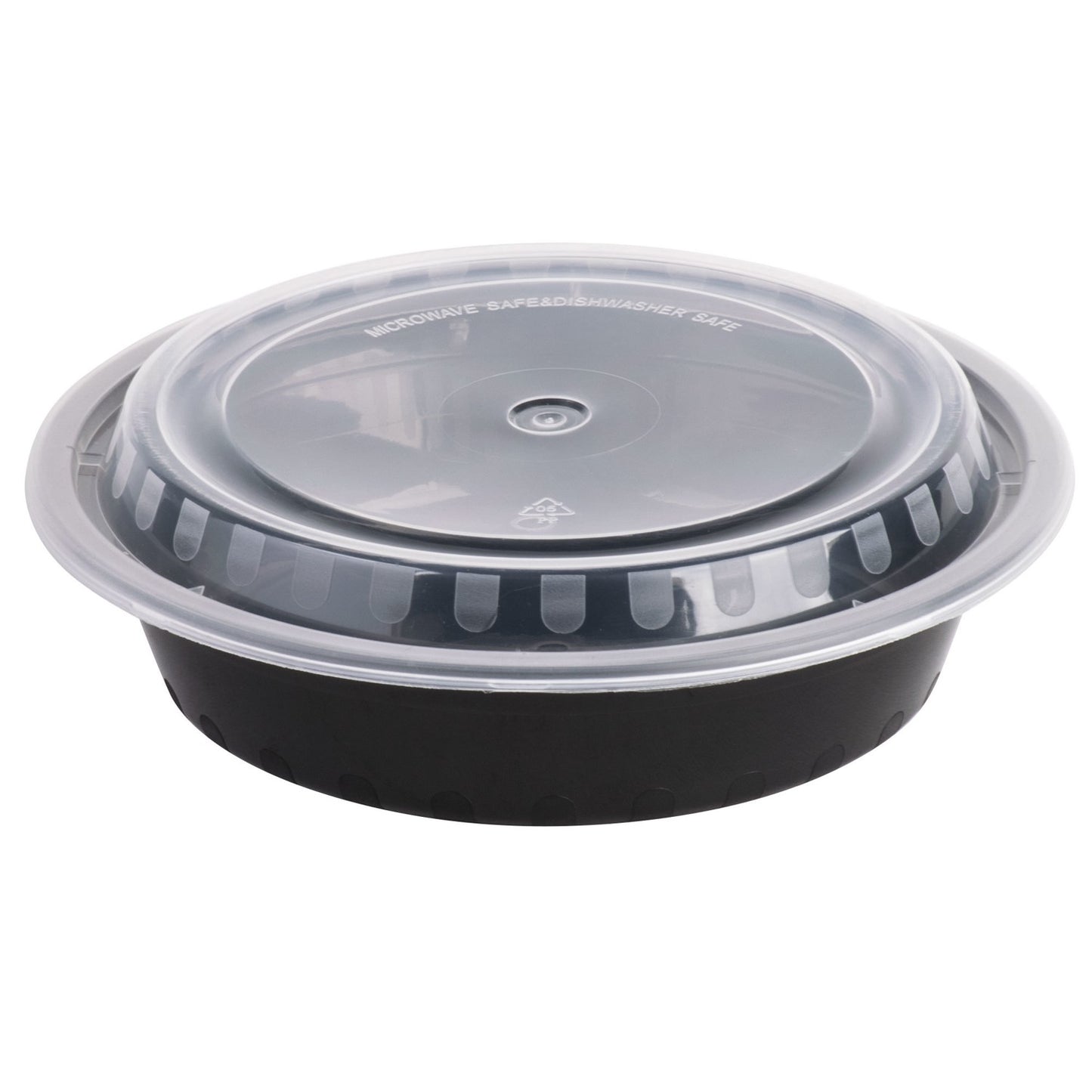 Take-Out Container 8" 24oz 1 Compartment With Lid Round Plastic Black 250 Pack