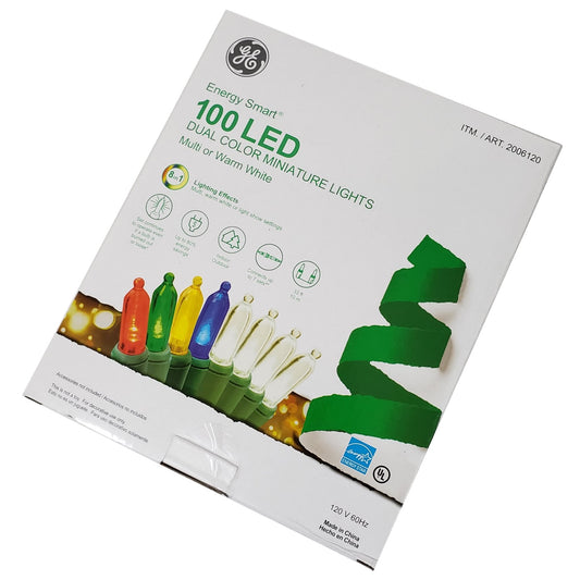 GE Energy Smart Dual Color Miniature Lights 8 in 1 Effects - 100 LED 33 FT