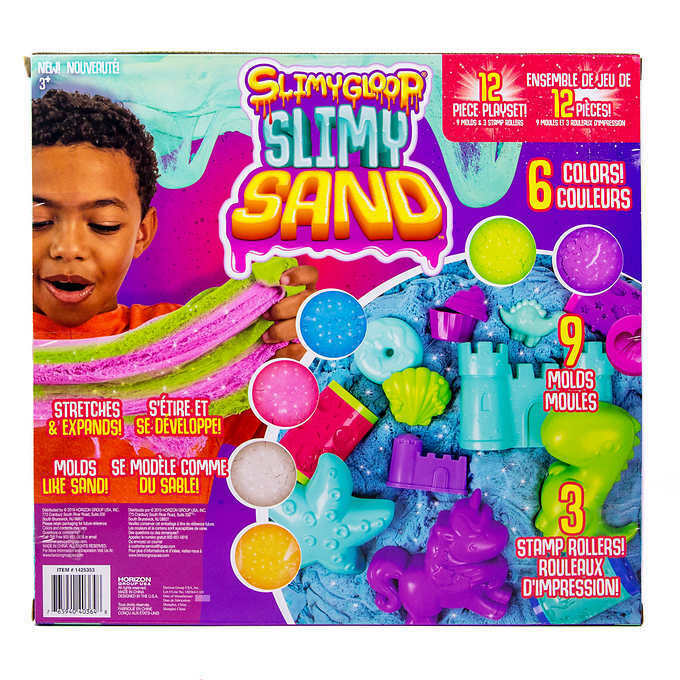 Slimy Gloop Slimy Sand Moldable & Stretchable 12 Piece Playset 9 Molds & 3 Stamp