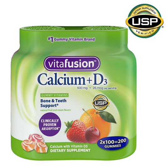Vitalfusion Calcium 500 mg + Vitamin D3 25 mcg, 100 Each 200 Gummy 2 Pack