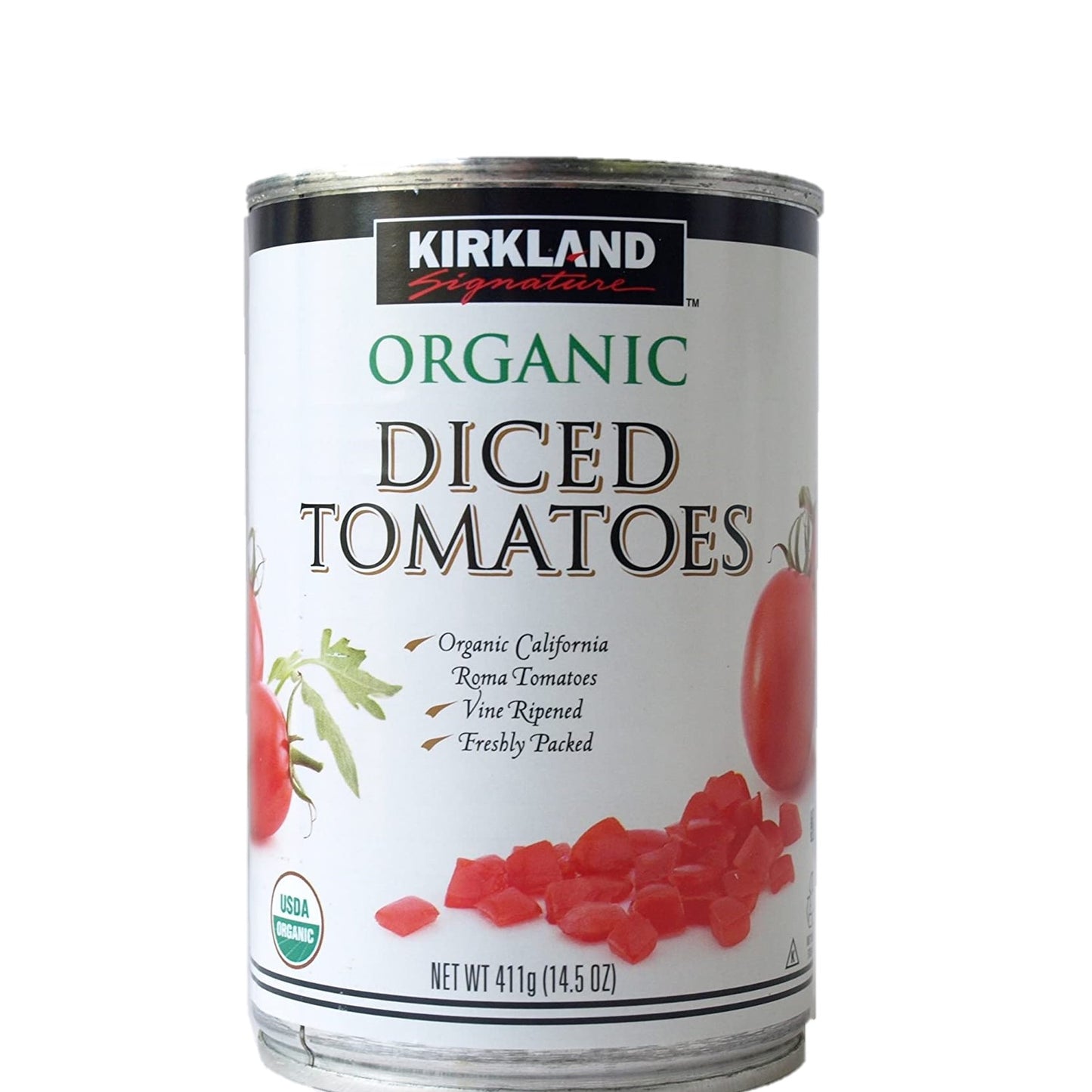 Kirkland Signature Organic California Diced Roma Tomatoes 14.5oz (411g) - 8 Cans