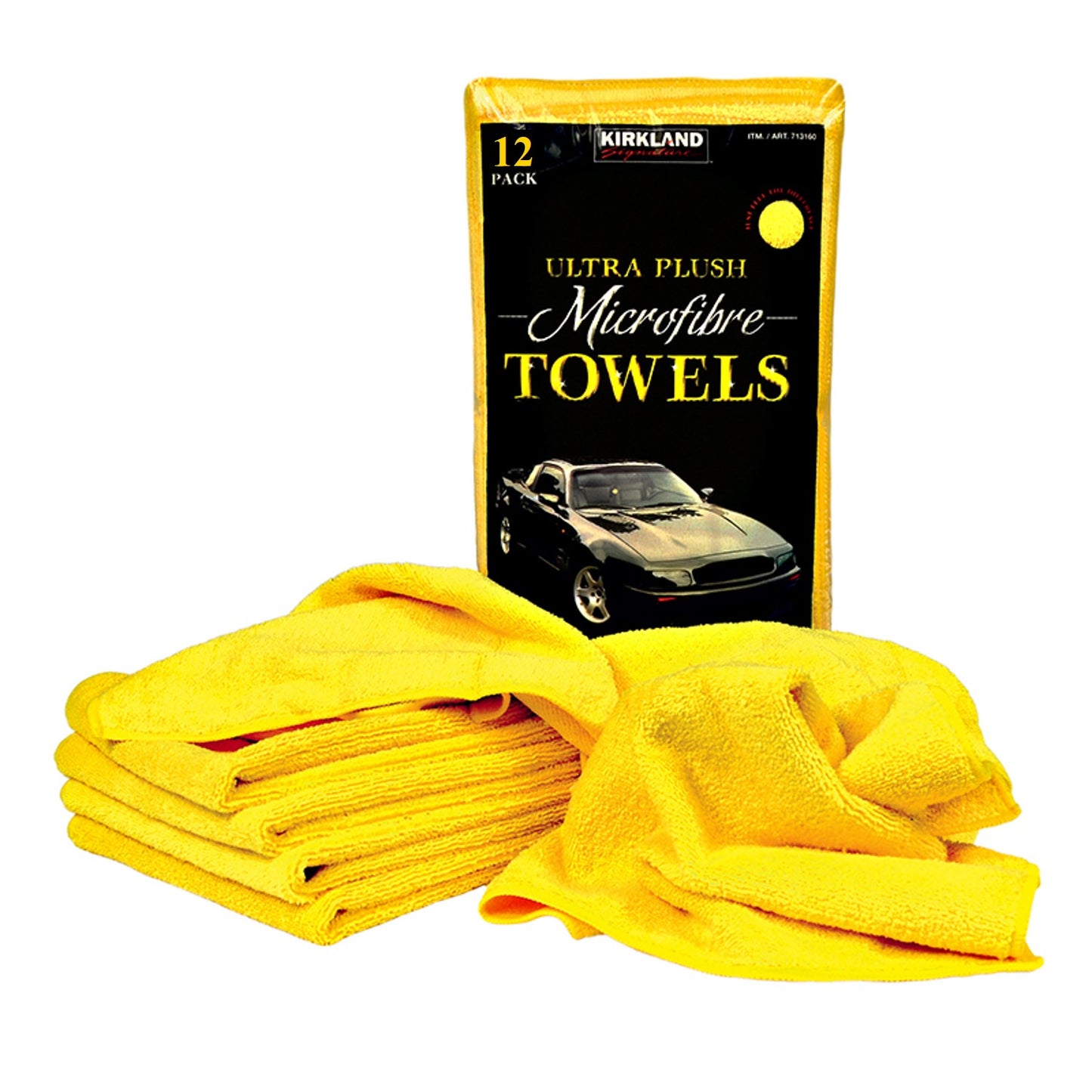 Kirkland Signature Ultra Plush Microfiber Towel, Yellow, 16 in x 16 in, 12 Pack