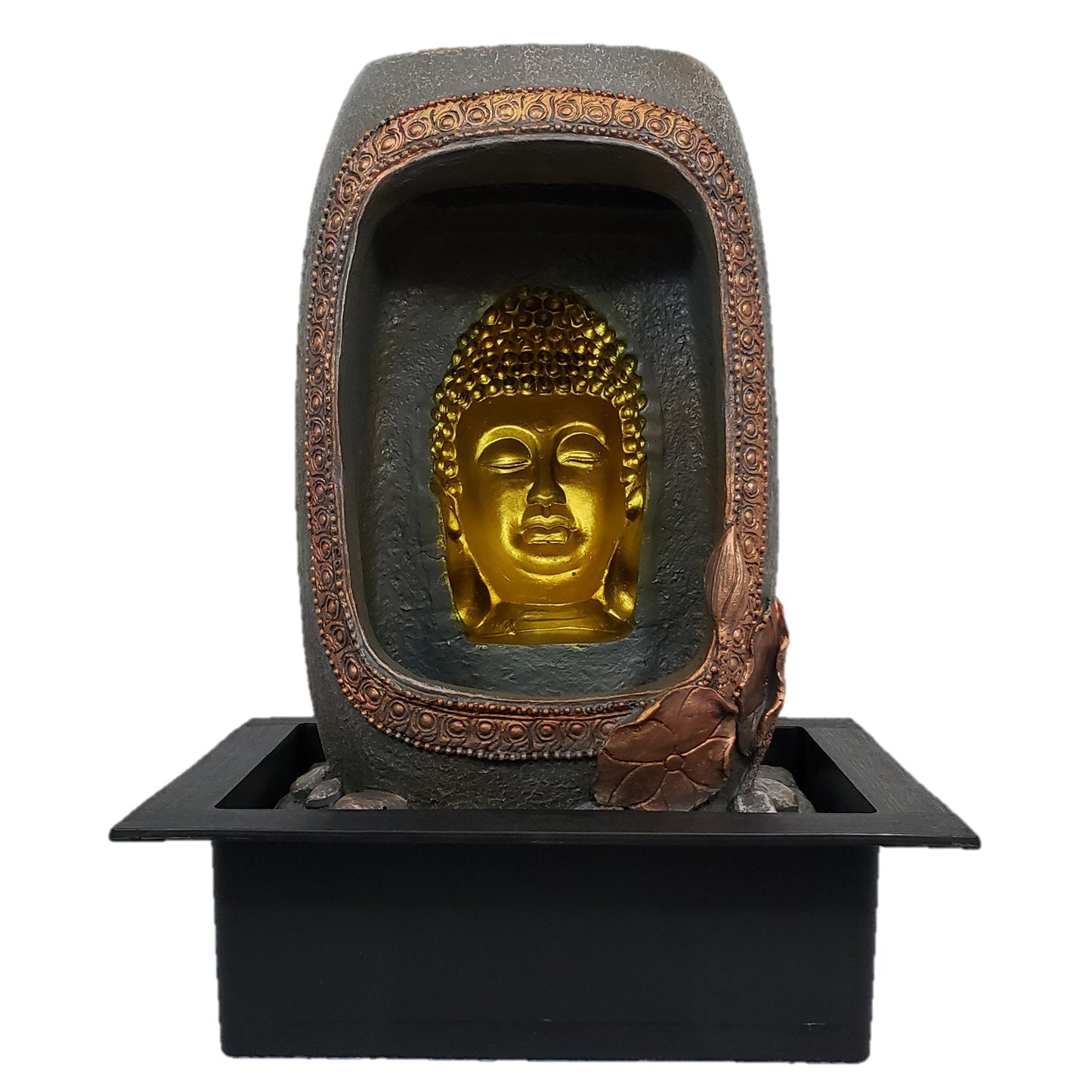 Fountain Buddha Face Tabletop Cascading Led Relaxing Waterfall Indoor Outdoor