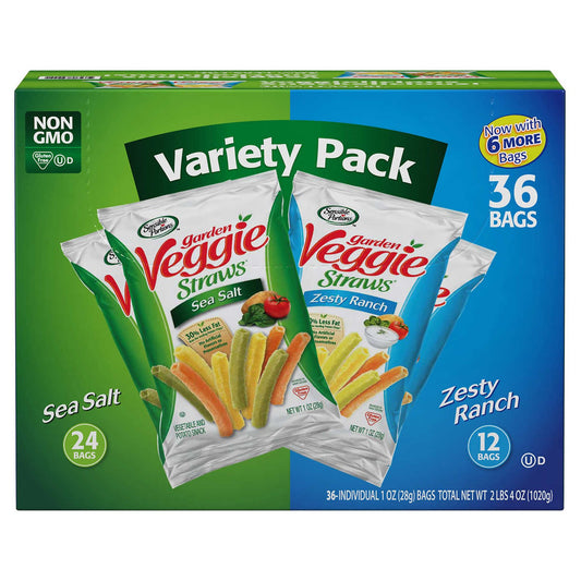 Garden Veggie Straws Individual 20 Sea Salt and 10 Ranch flavors  - 30 Count