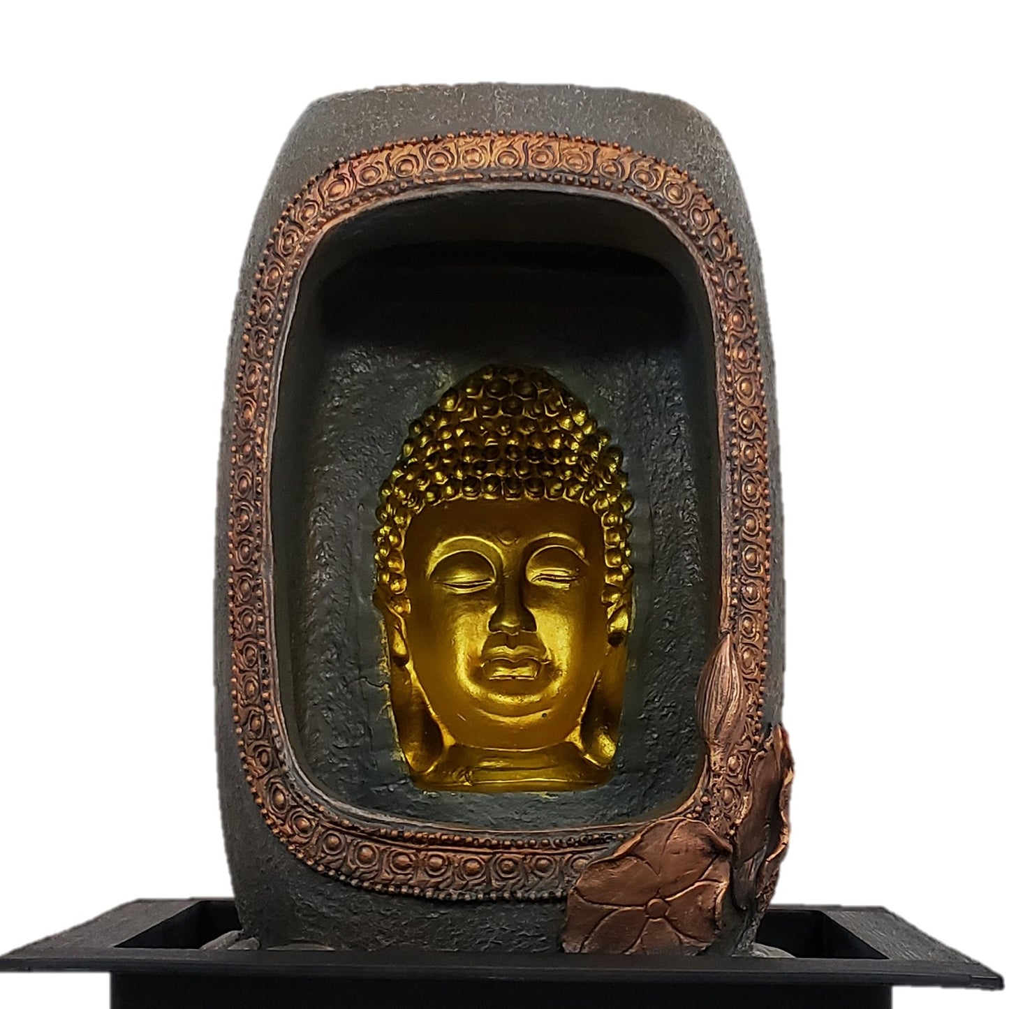 Fountain Buddha Face Tabletop Cascading Led Relaxing Waterfall Indoor Outdoor