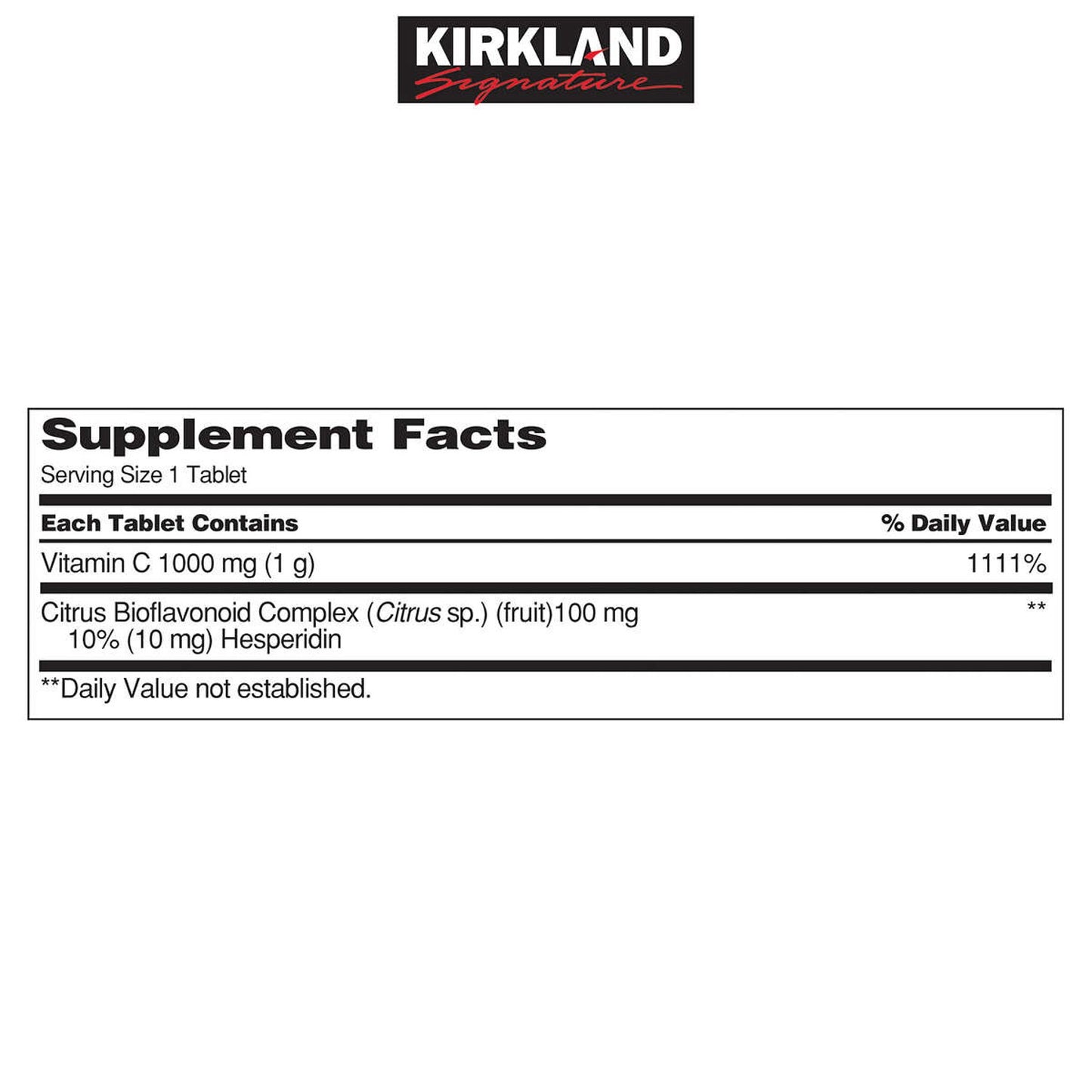 Kirkland Signature Vitamin C Rose Hips Citrus Bioflavonoid 1000mg - 500 Tablets