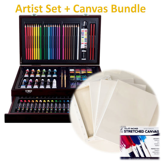 Multimedia Artist Set 132 Pieces + 4 Pack Canvas coloring illustration painting