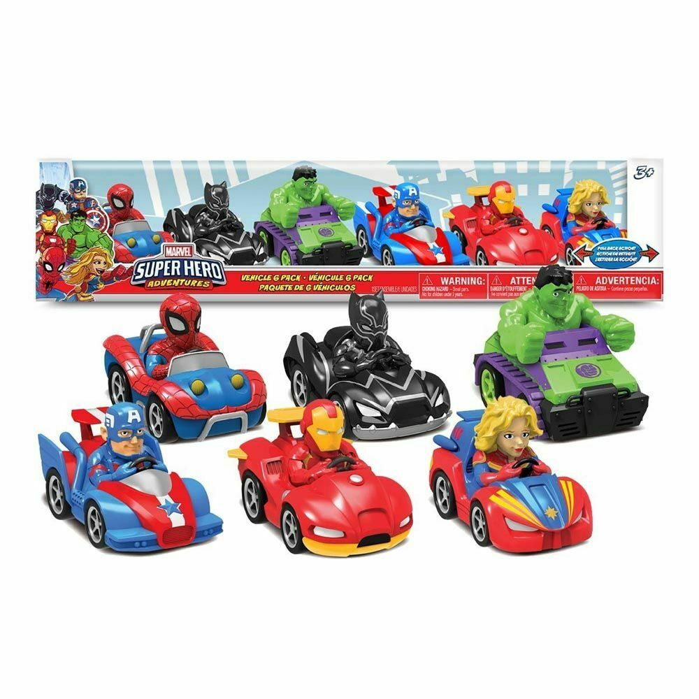 Marvel Super Hero Adventures Racer Vehicles Cars Set 6-Packs
