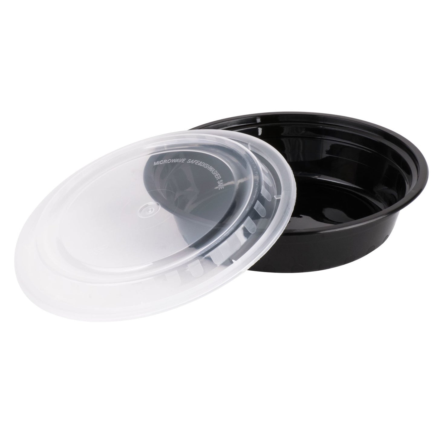 Take-Out Container 8" 24oz 1 Compartment With Lid Round Plastic Black 250 Pack