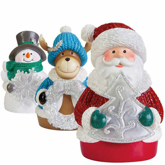 LED Holiday Figures Santa, Moose & Snowman with timer and off function 3-Pack
